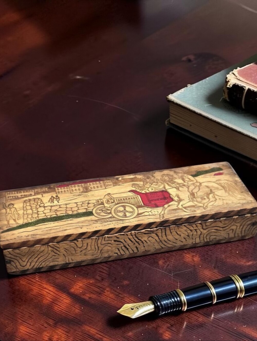 Antique Wooden Box for Miller Bros. Steel Pen Nibs Vtg Advertising Early 1900s